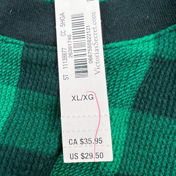 Victoria's Secret Womens Buffalo Print Thermal Sleepshirt Green Plaid XL NWT - Picture 6 of 9